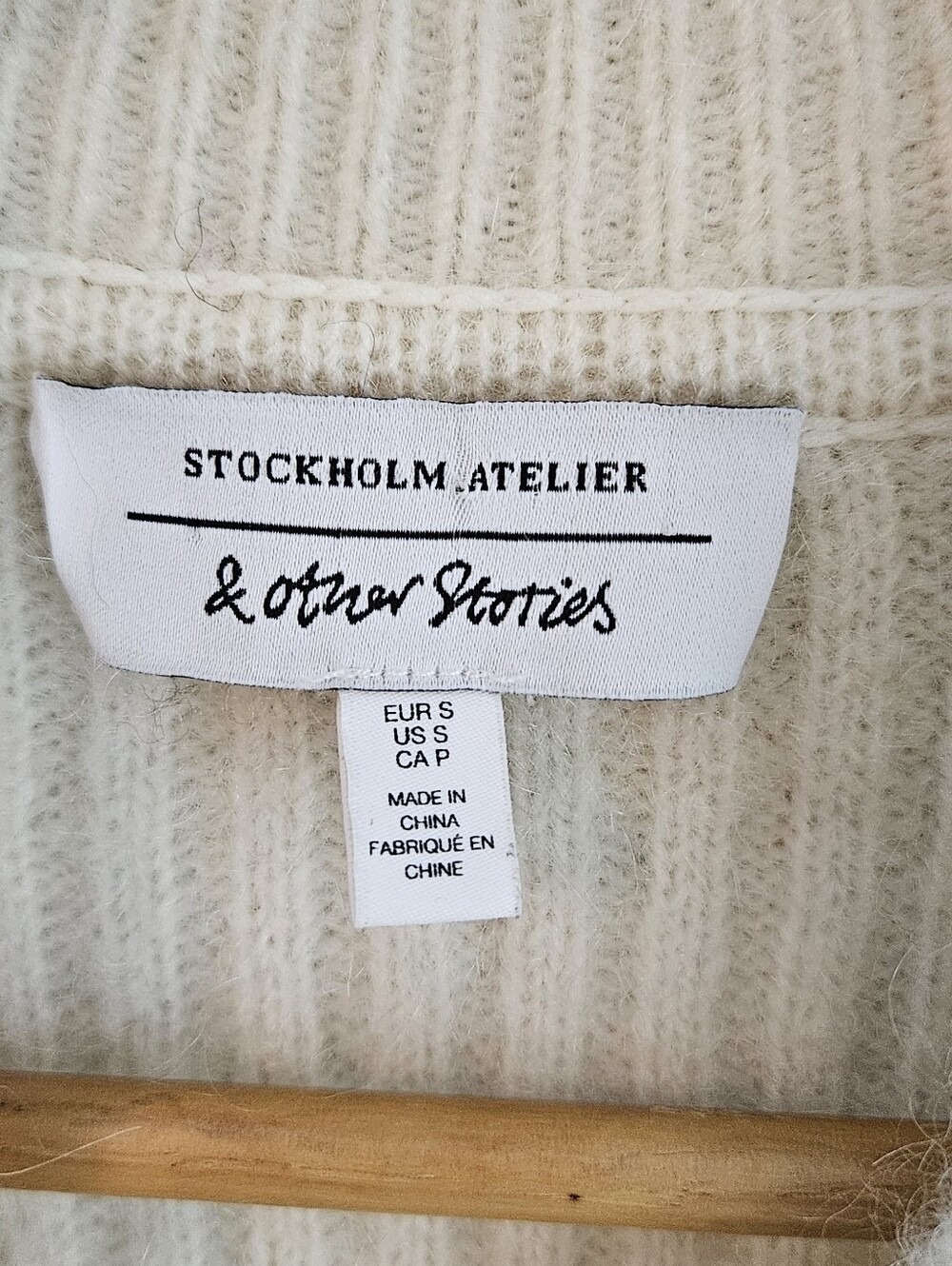 & Other Stories Wool Mohair Knit Bomber Sweater Zip Front Women's S Small Cream - Picture 5 of 8